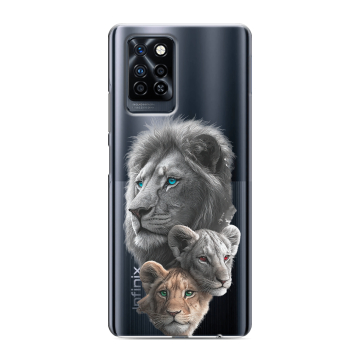 Силиконовый противоударный чехол на Infinix Note 10 Pro с принтом Львы