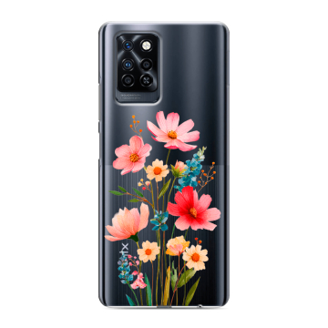 Силиконовый противоударный чехол на Infinix Note 10 Pro с принтом Цветы
