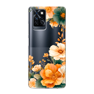 Силиконовый противоударный чехол на Infinix Note 10 Pro с принтом Цветы принт