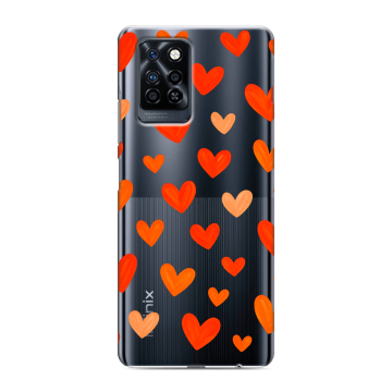 Силиконовый противоударный чехол на Infinix Note 10 Pro с принтом Сердечки