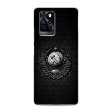 Силиконовый противоударный чехол на Infinix Note 10 Pro с принтом Герб Флаг СССР