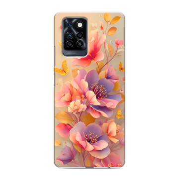 Силиконовый противоударный чехол на Infinix Note 10 Pro с принтом Цветы и бабочки