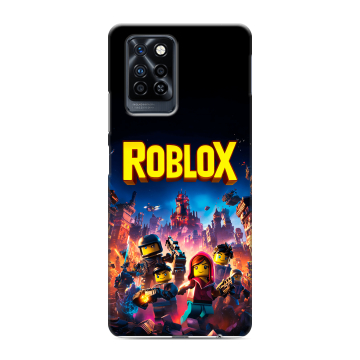 Силиконовый противоударный чехол на Infinix Note 10 Pro с принтом Roblox Роблокс