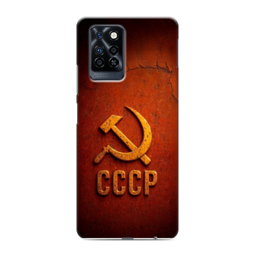 Силиконовый противоударный чехол на Infinix Note 10 Pro с принтом Флаг Герб СССР
