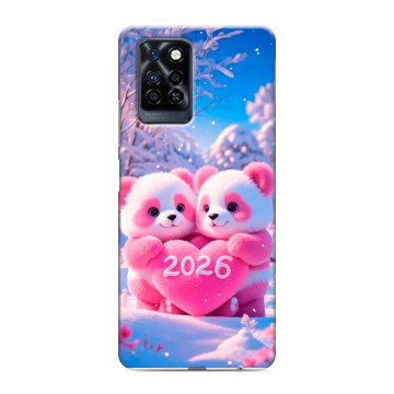 Силиконовый противоударный чехол на Infinix Note 10 Pro с принтом Новый год