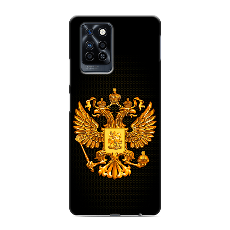 Силиконовый противоударный чехол на Infinix Note 10 Pro с принтом Герб России желтый Силиконовый противоударный чехол на Infinix Note 10 Pro с принтом Герб России желтый