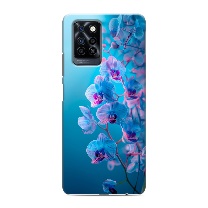 Силиконовый противоударный чехол на Infinix Note 10 Pro с принтом голубые орхидеи Силиконовый противоударный чехол на Infinix Note 10 Pro с принтом голубые орхидеи