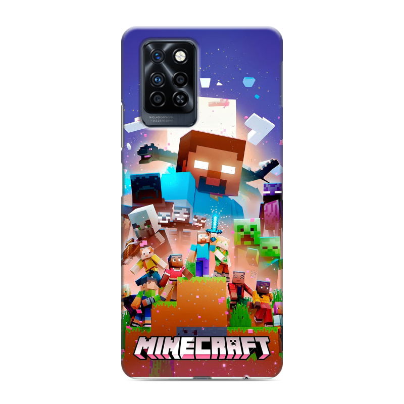 Силиконовый противоударный чехол на Infinix Note 10 Pro с принтом Майнкрафт Minecraft Силиконовый противоударный чехол на Infinix Note 10 Pro с принтом Майнкрафт Minecraft