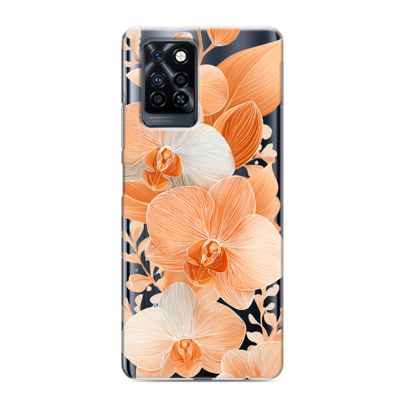 Силиконовый противоударный чехол на Infinix Note 10 Pro с принтом Бежевые цветы Силиконовый противоударный чехол на Infinix Note 10 Pro с принтом Бежевые цветы