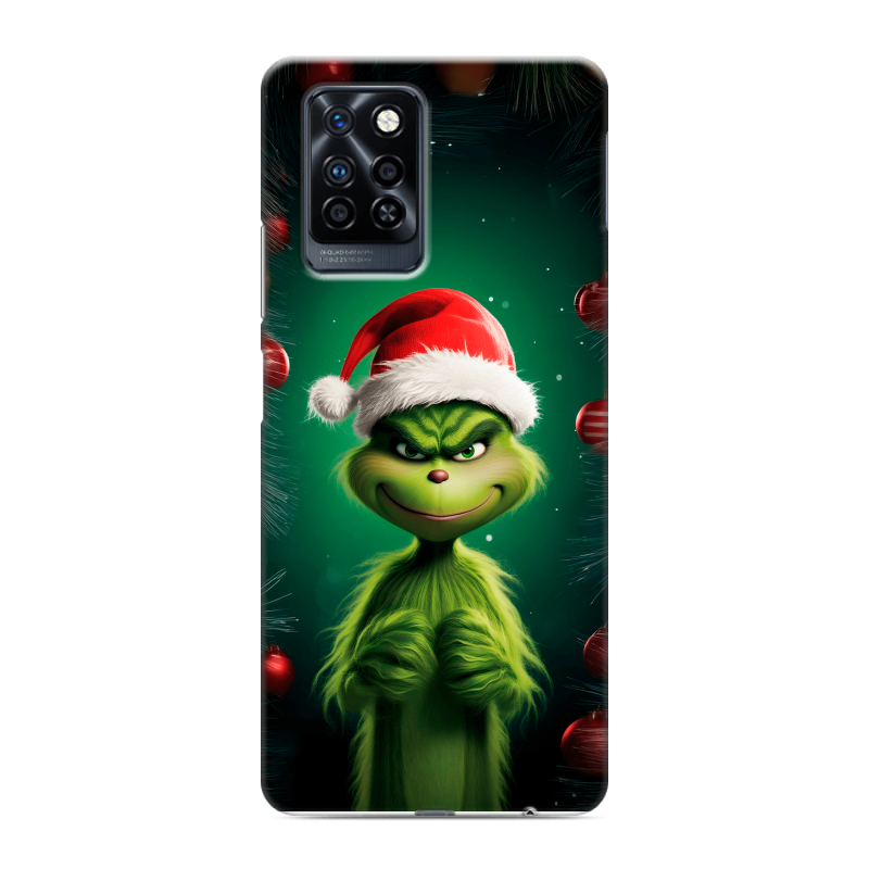 Силиконовый противоударный чехол на Infinix Note 10 Pro с принтом Гринч Новый год Рождество Силиконовый противоударный чехол на Infinix Note 10 Pro с принтом Гринч Новый год Рождество