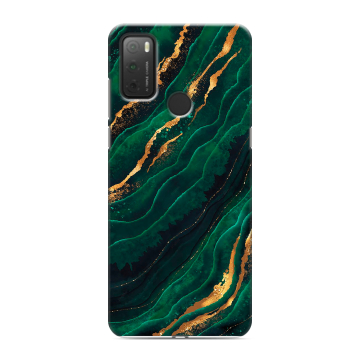 Силиконовый чехол на Alcatel 3L (2021) с принтом Мрамор зеленое золото