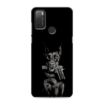 Силиконовый чехол на Alcatel 3L (2021) с принтом Доберман и пистолет