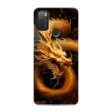 Силиконовый чехол на Alcatel 3L (2021) с принтом Золотой дракон Силиконовый чехол на Alcatel 3L (2021) с принтом Золотой дракон