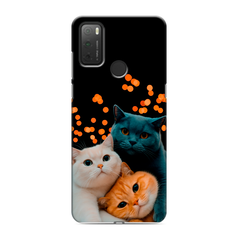Силиконовый чехол на Alcatel 3L (2021) с принтом Кошки Силиконовый чехол на Alcatel 3L (2021) с принтом Кошки