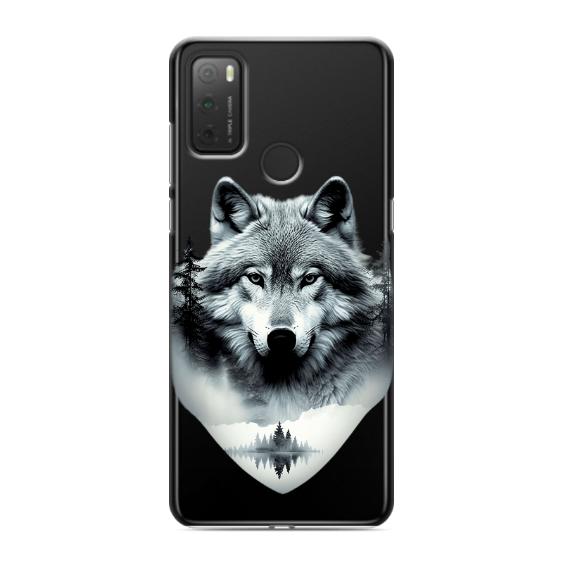 Силиконовый чехол на Alcatel 3L (2021) с принтом Волк в лесу Силиконовый чехол на Alcatel 3L (2021) с принтом Волк в лесу