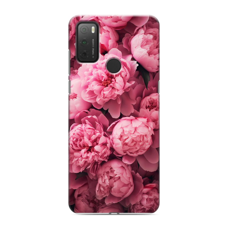 Силиконовый чехол на Alcatel 3L (2021) с принтом цветы пионы Силиконовый чехол на Alcatel 3L (2021) с принтом цветы пионы