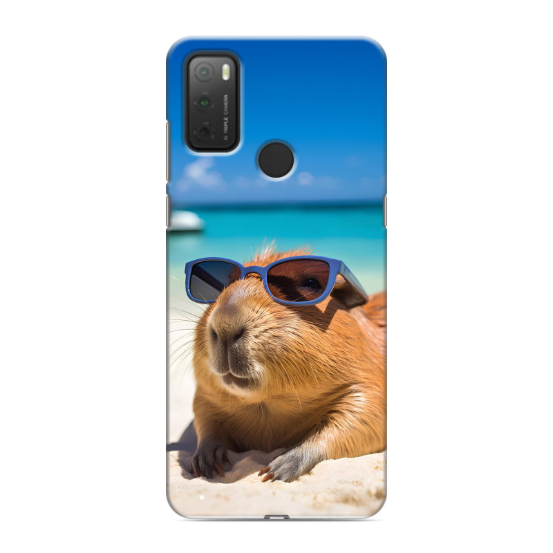 Силиконовый чехол на Alcatel 3L (2021) с принтом Капибара Силиконовый чехол на Alcatel 3L (2021) с принтом Капибара