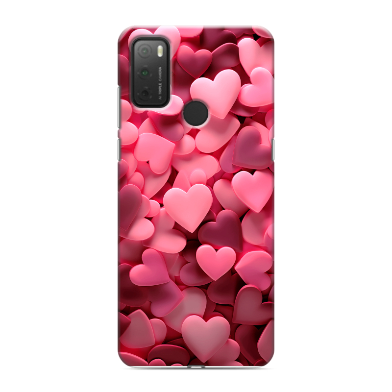 Силиконовый чехол на Alcatel 3L (2021) с принтом розовые сердечки Силиконовый чехол на Alcatel 3L (2021) с принтом розовые сердечки