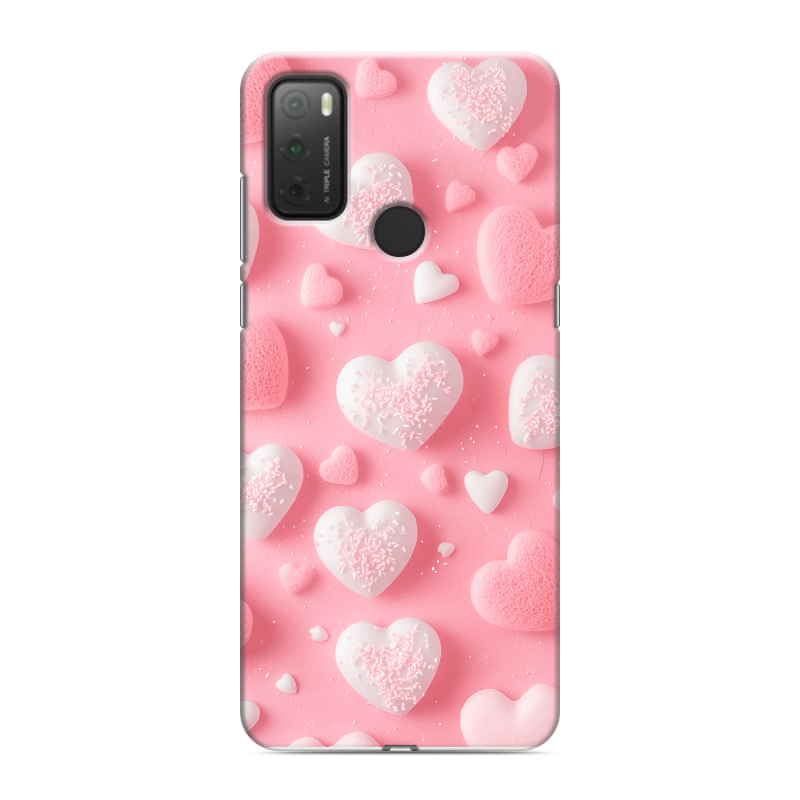 Силиконовый чехол на Alcatel 3L (2021) с принтом Сердечки Силиконовый чехол на Alcatel 3L (2021) с принтом Сердечки