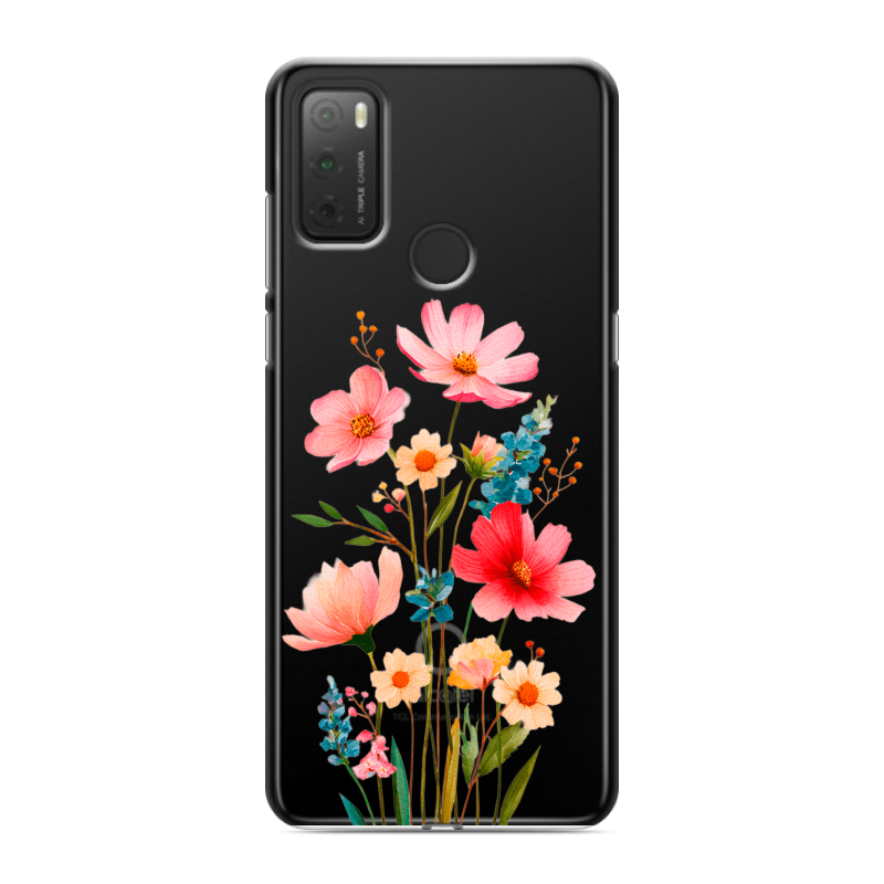 Силиконовый чехол на Alcatel 3L (2021) с принтом Цветы Силиконовый чехол на Alcatel 3L (2021) с принтом Цветы