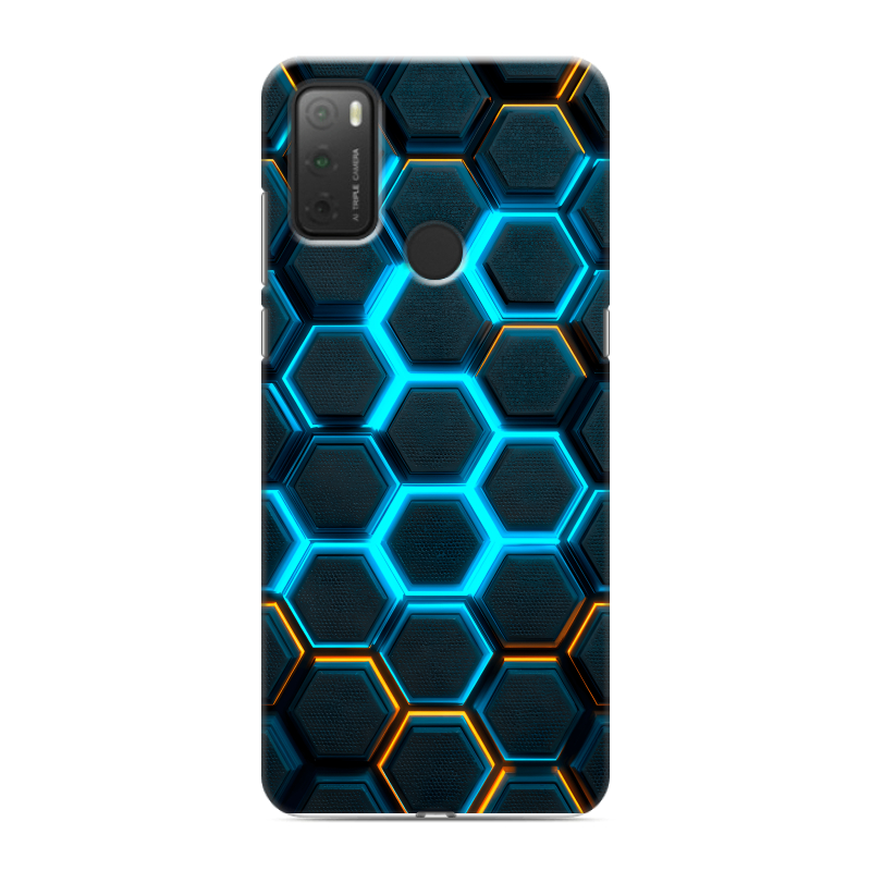 Силиконовый чехол на Alcatel 3L (2021) с принтом Неоновые соты Силиконовый чехол на Alcatel 3L (2021) с принтом Неоновые соты