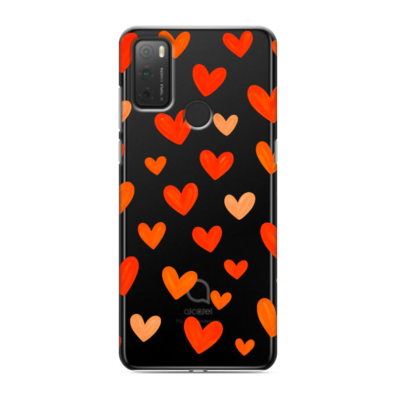 Силиконовый чехол на Alcatel 3L (2021) с принтом Сердечки Силиконовый чехол на Alcatel 3L (2021) с принтом Сердечки