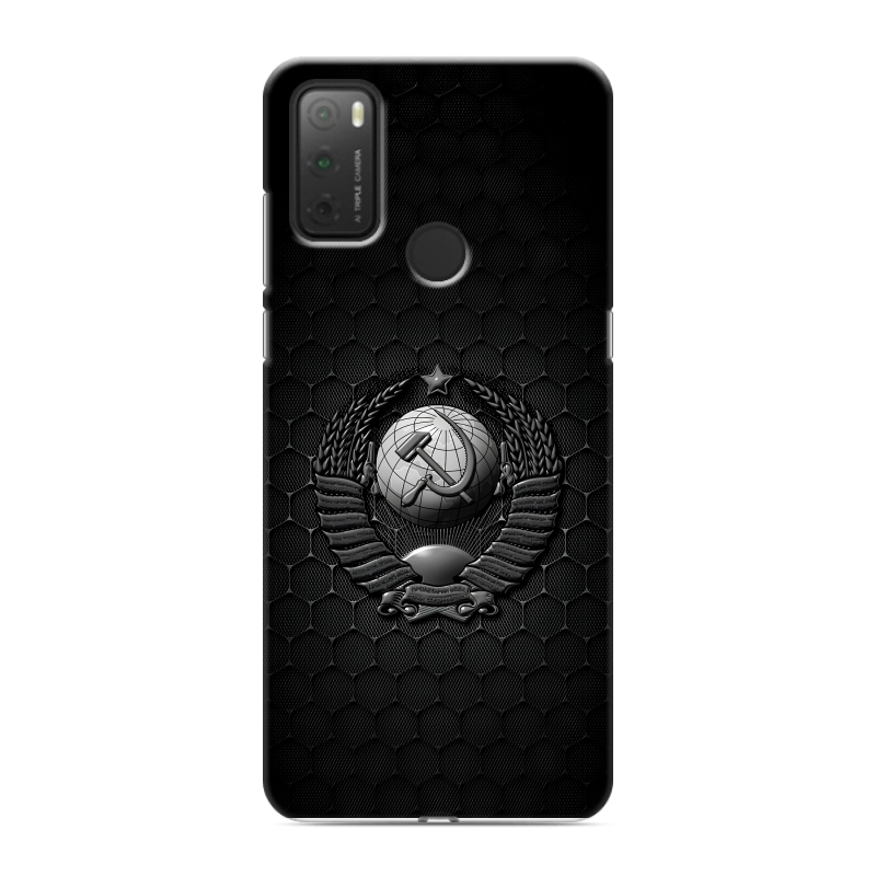 Силиконовый чехол на Alcatel 3L (2021) с принтом Герб Флаг СССР Силиконовый чехол на Alcatel 3L (2021) с принтом Герб Флаг СССР