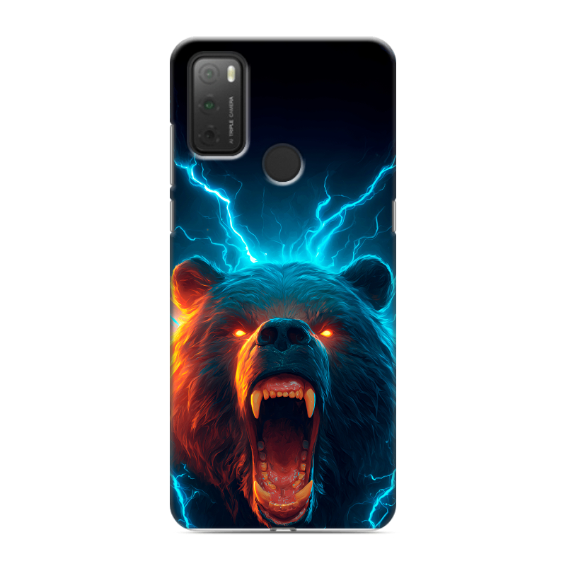 Силиконовый чехол на Alcatel 3L (2021) с принтом Медведь Силиконовый чехол на Alcatel 3L (2021) с принтом Медведь