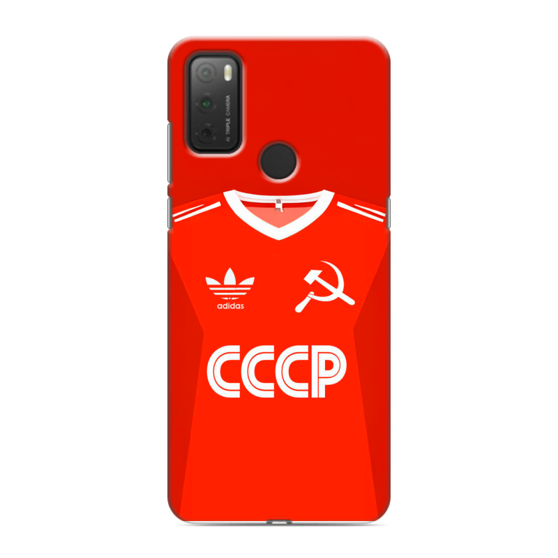 Силиконовый чехол на Alcatel 3L (2021) с принтом Флаг Герб СССР Силиконовый чехол на Alcatel 3L (2021) с принтом Флаг Герб СССР