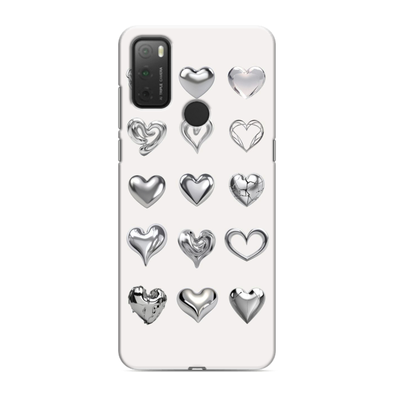 Силиконовый чехол на Alcatel 3L (2021) с принтом Y2K сердечки Силиконовый чехол на Alcatel 3L (2021) с принтом Y2K сердечки