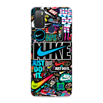 Силиконовый чехол на TCL 20Y с принтом найк nike черный Силиконовый чехол на TCL 20Y с принтом найк nike черный