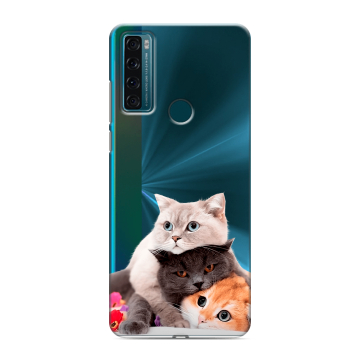 Силиконовый чехол на TCL 20 SE с принтом Кошки