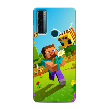 Силиконовый чехол на TCL 20 SE с принтом Майнкрафт Minecraft