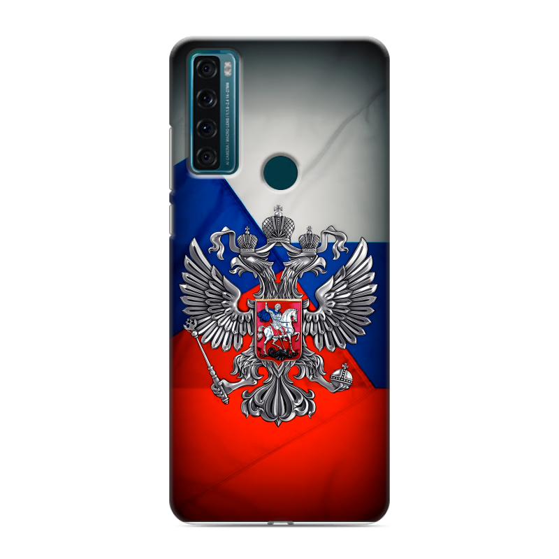 Силиконовый чехол на TCL 20 SE с принтом Флаг России Силиконовый чехол на TCL 20 SE с принтом Флаг России