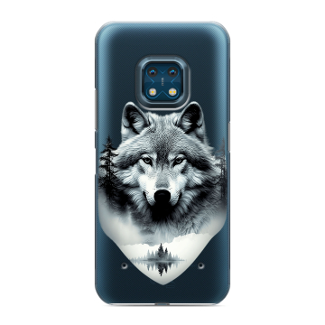 Силиконовый противоударный чехол на Nokia XR20 с принтом Волк в лесу