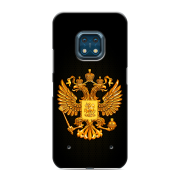Силиконовый противоударный чехол на Nokia XR20 с принтом Герб России желтый