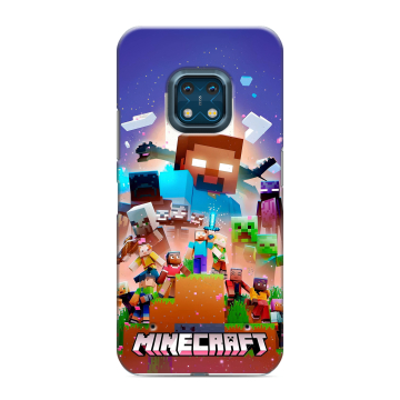 Силиконовый противоударный чехол на Nokia XR20 с принтом Майнкрафт Minecraft