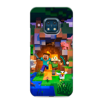 Силиконовый противоударный чехол на Nokia XR20 с принтом Майнкрафт Minecraft