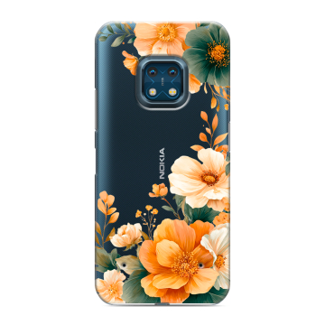 Силиконовый противоударный чехол на Nokia XR20 с принтом Цветы принт