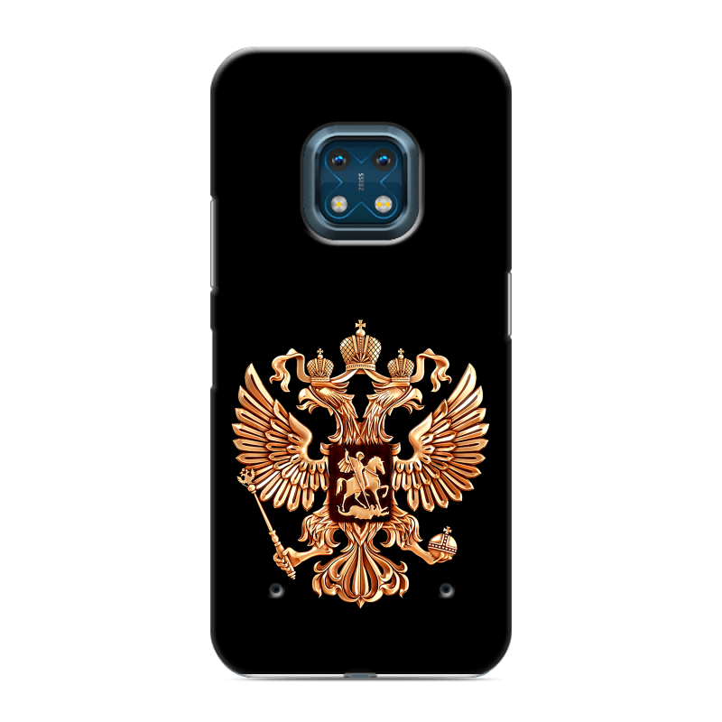Силиконовый противоударный чехол на Nokia XR20 с принтом Герб России золотой Силиконовый противоударный чехол на Nokia XR20 с принтом Герб России золотой