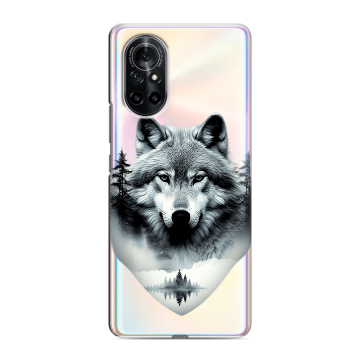 Силиконовый чехол на Huawei Nova 8 с принтом Волк в лесу