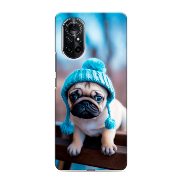 Силиконовый чехол на Huawei Nova 8 с принтом Мопс в шапке