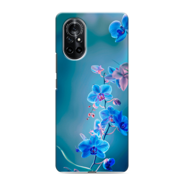 Силиконовый чехол на Huawei Nova 8 с принтом Голубые цветы Силиконовый чехол на Huawei Nova 8 с принтом Голубые цветы