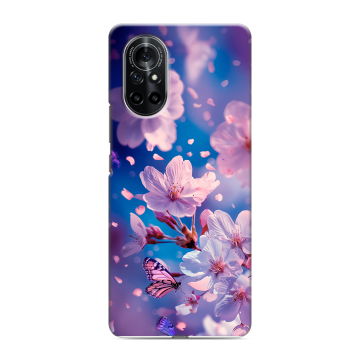 Силиконовый чехол на Huawei Nova 8 с принтом цветы бабочки