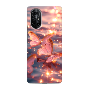 Силиконовый чехол на Huawei Nova 8 с принтом бабочки розовые Силиконовый чехол на Huawei Nova 8 с принтом бабочки розовые
