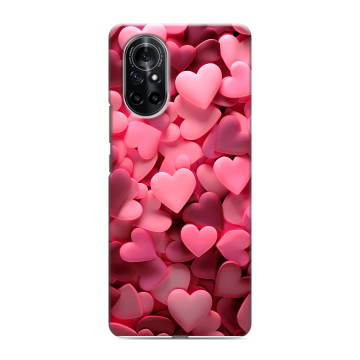 Силиконовый чехол на Huawei Nova 8 с принтом розовые сердечки