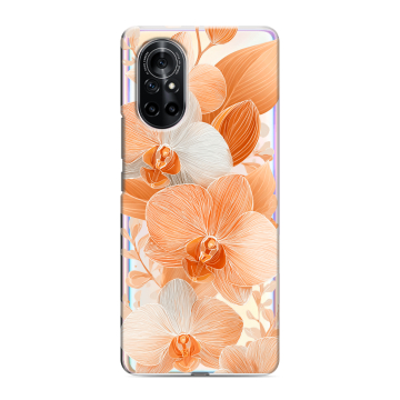 Силиконовый чехол на Huawei Nova 8 с принтом Бежевые цветы Силиконовый чехол на Huawei Nova 8 с принтом Бежевые цветы