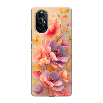Силиконовый чехол на Huawei Nova 8 с принтом Цветы и бабочки Силиконовый чехол на Huawei Nova 8 с принтом Цветы и бабочки