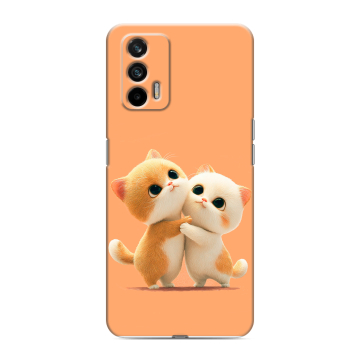 Силиконовый чехол на Realme GT с принтом Милые котики