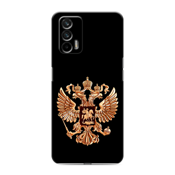 Силиконовый чехол на Realme GT с принтом Герб России золотой Силиконовый чехол на Realme GT с принтом Герб России золотой